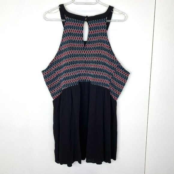 Torrid Blouse Halter Top Womens Plus Size 2X Smocked Crinkle Gauze Peplum Black - Picture 4 of 5